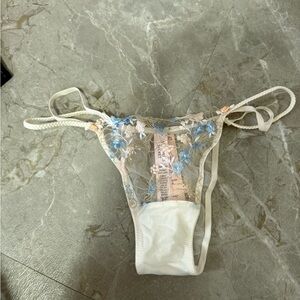 Victoria's Secret Lace Thong in Blue and White